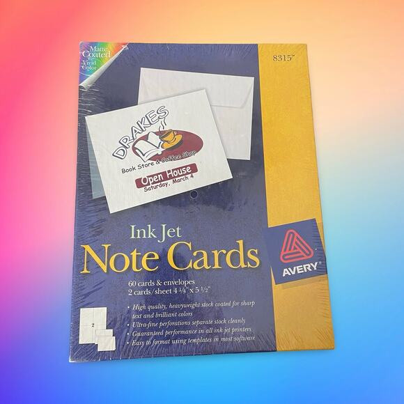 Avery 8315 Inkjet Note Cards with Envelopes White 4.25 x 5.5 60 Count Pack NEW - Picture 9 of 9
